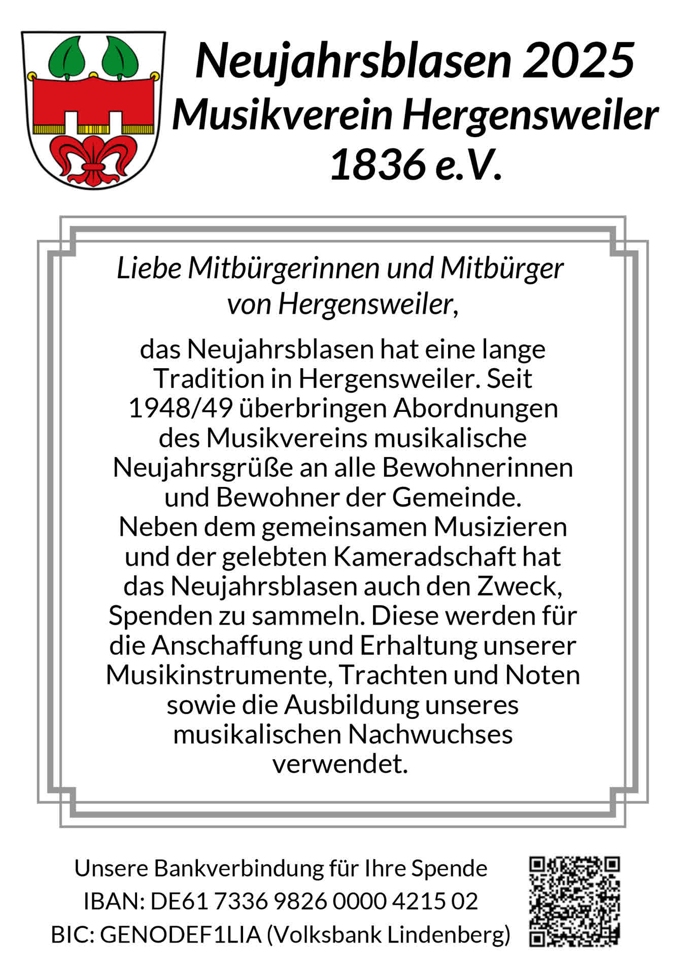 Neujahrsblasen Spende 2025